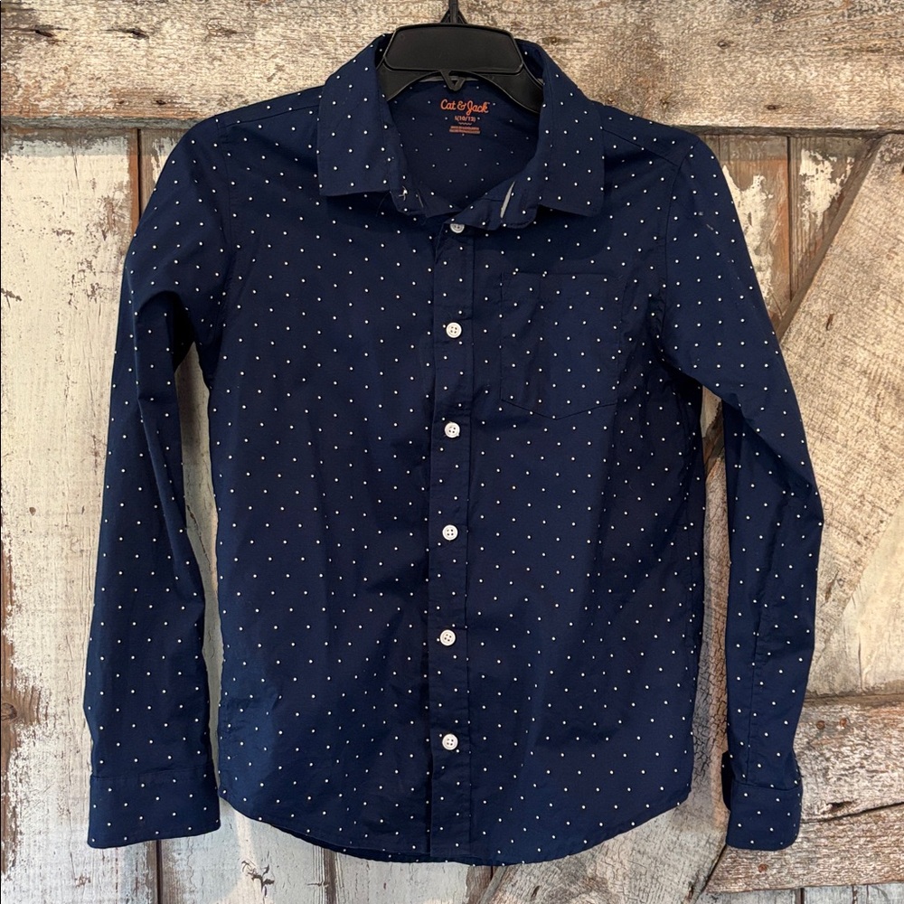 Cat & Jack Navy Shirt with White Dots